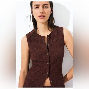 H&M Brown Button Down jersey vest Top